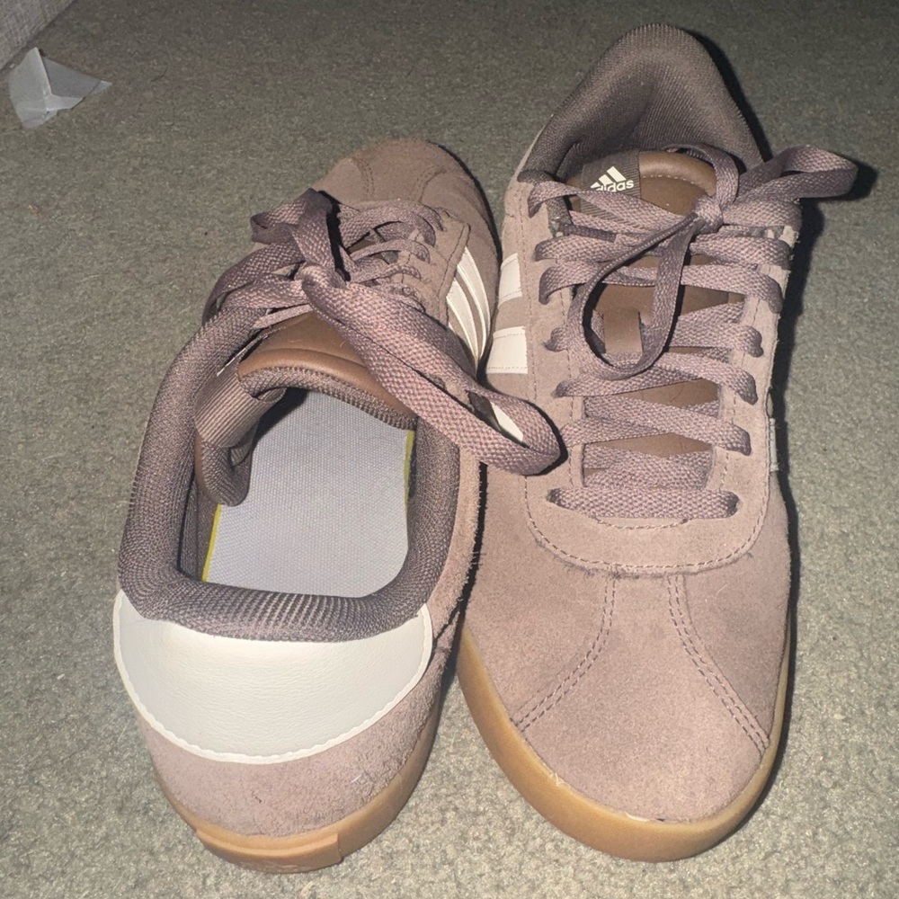 Adidas Women's Taupe and White Sneakers